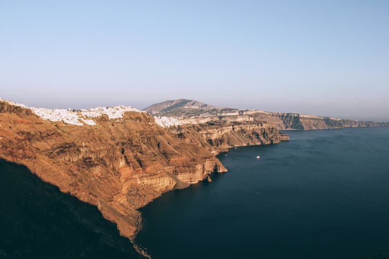 Hanging off the volcanic cliffs of Santorini